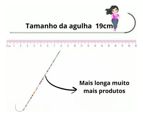 Imagem de Kit 3 Agulhas Pote Giratório de Miçangas e Pedrarias 19cm Facilita Bordado Guias de Proteção