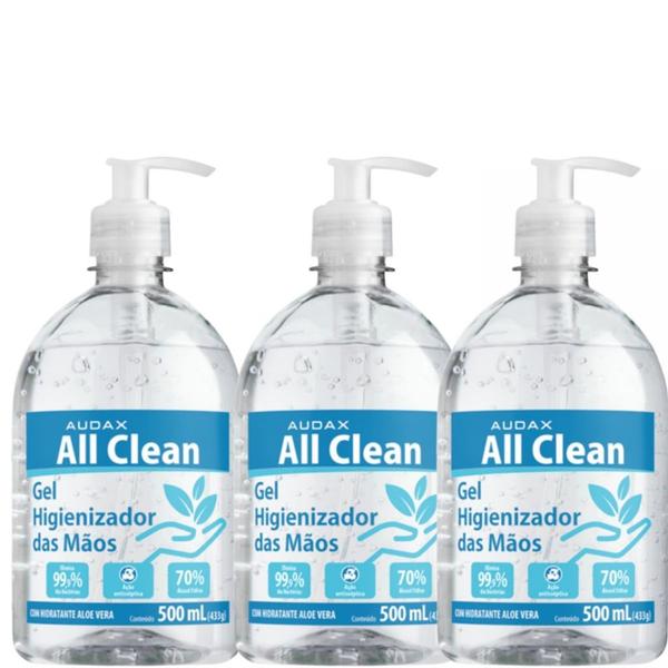 Imagem de Kit 3 Álcool em Gel Higienizante  70º All Clean 500ml Audax