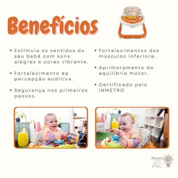 Imagem de Kit 3 Andadores De Bebê Infantil Musical Sonoro Laranja Styll Baby