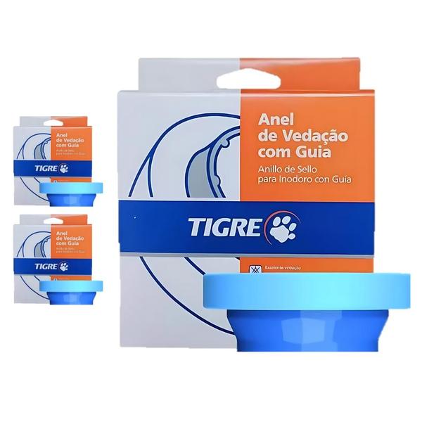 Imagem de Kit 3 Anel De Vedação Para Vaso Sanitário Com Guia Tigre