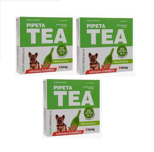 Imagem de Kit 3 AntiPulgas Pipeta Tea -Cães 0,6Kg Á 5kg KIT C/3 Pipeta