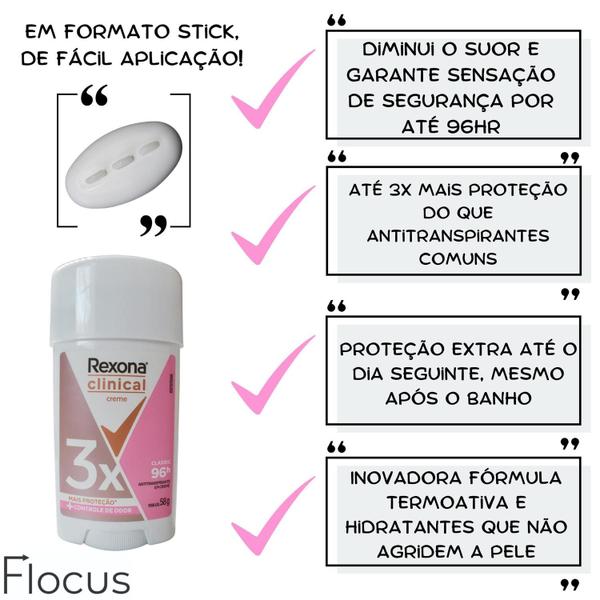 Imagem de Kit 3 Antitranspirante Rexona Clinical Classic Creme 58 G Anti Manchas