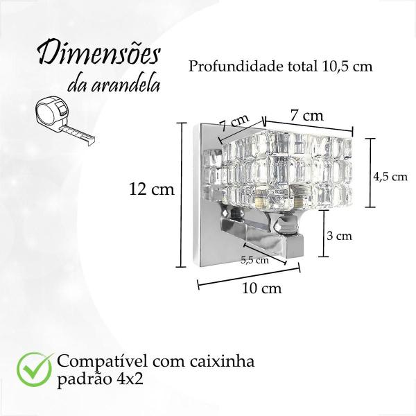 Imagem de Kit 3 Arandela De Cristal K9 Cromado Para Quarto G9 Bet38