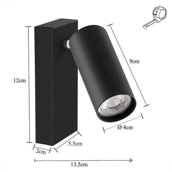 Kit 3 Arandela Direcionável Estilo Spot Preto Mr11 Lup84 - Acende A Luz Imagem de Kit 3 Arandela Direcionável Estilo Spot Preto Mr11 Lup84