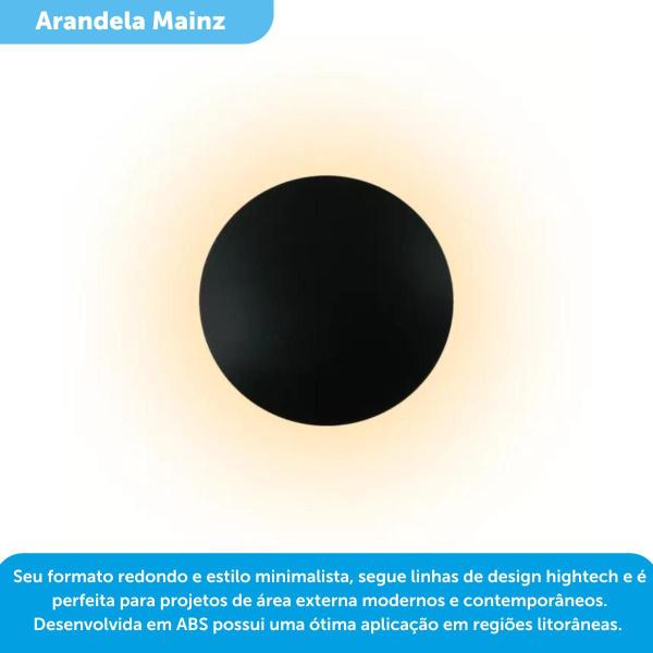 Imagem de Kit 3 Arandela Led 6W Mainz De Parede Redondo Luz Indireta 13cm 3000k Preto Germany