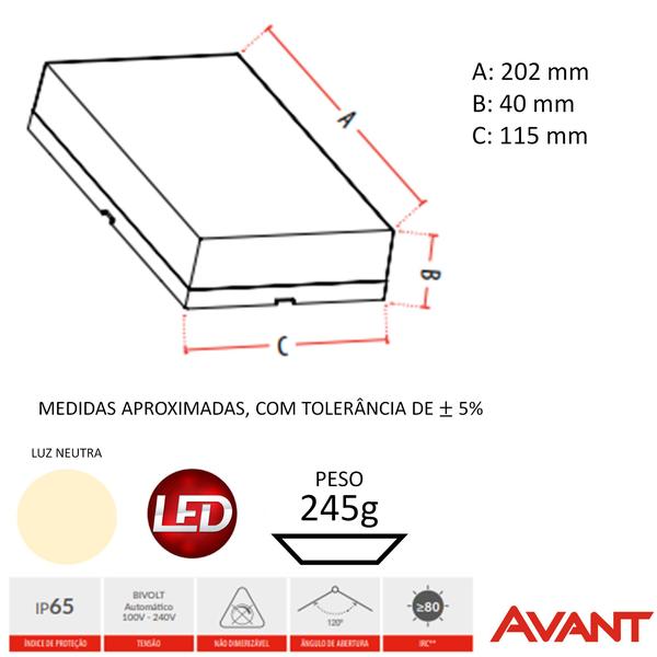 Imagem de Kit 3 Arandela Parede Externa Flat 12W Branco Neutro 4000K IP65