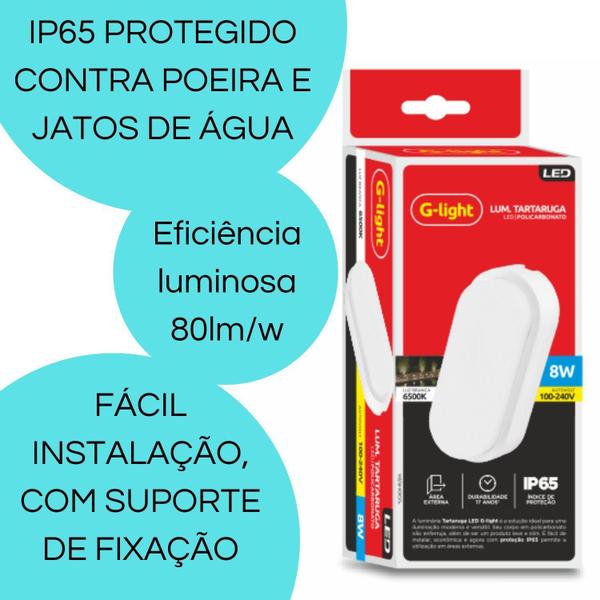 Imagem de Kit 3 Arandela Tartaruga Luminaria Externa Led 8W 6500K Muro