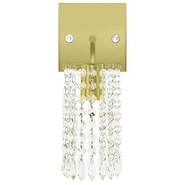 Kit 3 Arandelas Cristal Acril. Clearcrillic Quadrada Dourado - MARRYLUZ Imagem de Kit 3 Arandelas Cristal Acril. Clearcrillic Quadrada Dourado