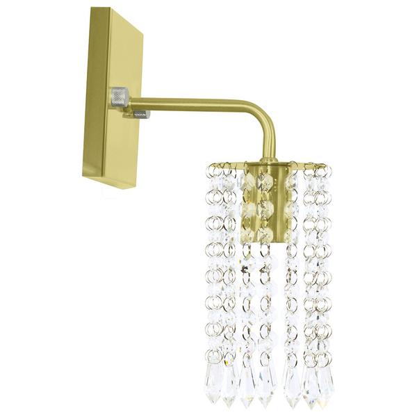 Kit 3 Arandelas Cristal Acril. Clearcrillic Quadrada Dourado - MARRYLUZ Imagem de Kit 3 Arandelas Cristal Acril. Clearcrillic Quadrada Dourado