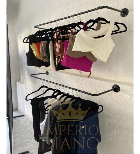 Imagem de Kit 3 Araras De Parede Arara Closet Suporte 80cm Exposição