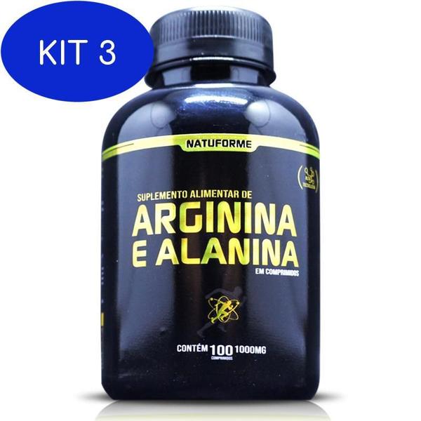 Imagem de Kit 3 Arginina e Alanina 1000mg com 100 cápsulas Natuforme