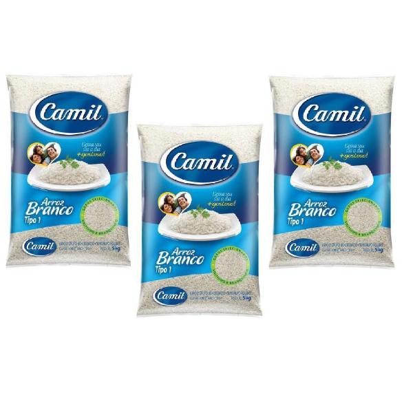 Imagem de Kit 3 Arroz Camil Tp1 Longo Fino 5-Kilo Pc.