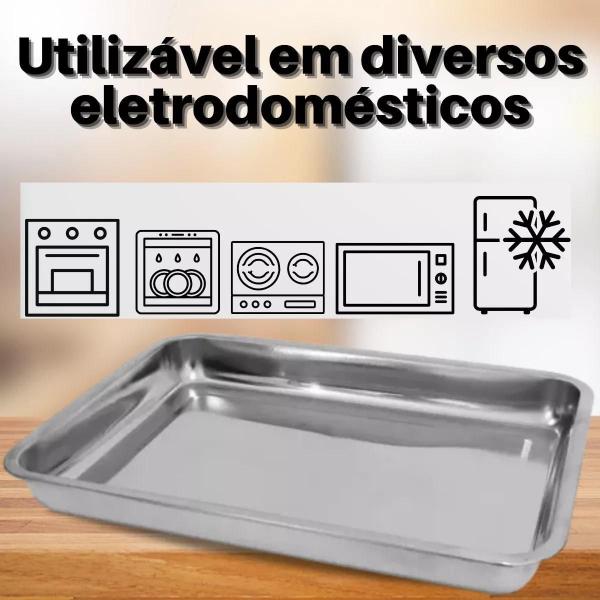 Kit 3 Assadeira Forma Retangular Alta Aço Inox 45 X 35 X 4Cm - Kehome Imagem de Kit 3 Assadeira Forma Retangular Alta Aço Inox 45 X 35 X 4Cm