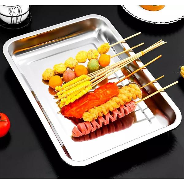 Kit 3 Assadeira Forma Retangular Alta Aço Inox 45 X 35 X 4Cm - Kehome Imagem de Kit 3 Assadeira Forma Retangular Alta Aço Inox 45 X 35 X 4Cm