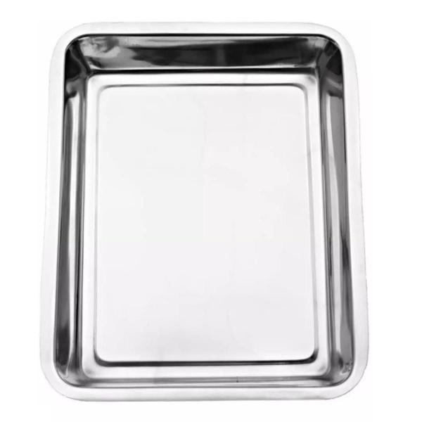 Imagem de Kit 3 Assadeira Forma Retangular Alta Aço Inox 45 X 35 X 4Cm