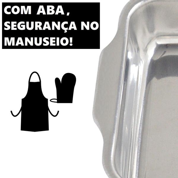 Imagem de Kit 3 Assadeiras Retangular Alta Polida Alumínio Resistente Conjunto Formas C/ Abas