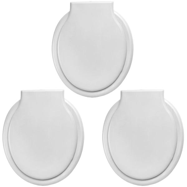 Imagem de Kit 3 Assento Para Vaso Sanitário Oval Universal Branco Roma Alumasa