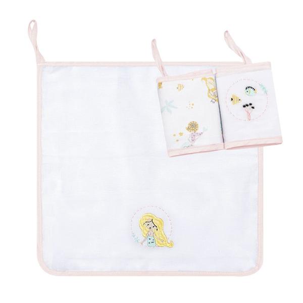 Imagem de Kit 3 Babetes Papi 32x32cm com Prendedor Sereia