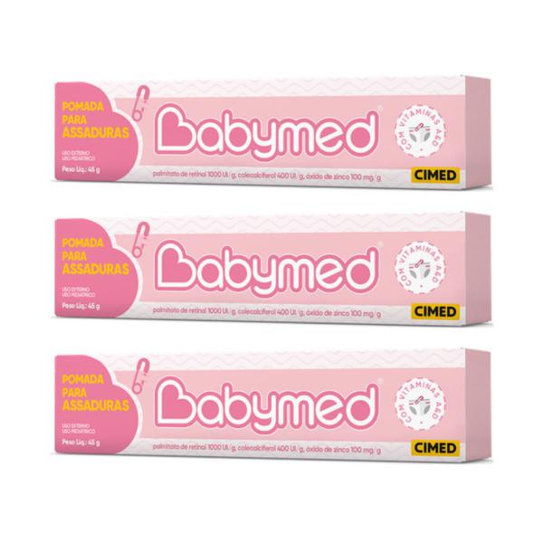 Imagem de Kit 3 Babymed Rosa Pomada para Assadura 45g Menina