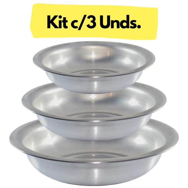 Kit 3 Bacias Redondas Tamanhos N 20 30 40 - Banho Multiuso - Global Alumínio Imagem de Kit 3 Bacias Redondas Tamanhos N 20 30 40 - Banho Multiuso - Global Alumínio