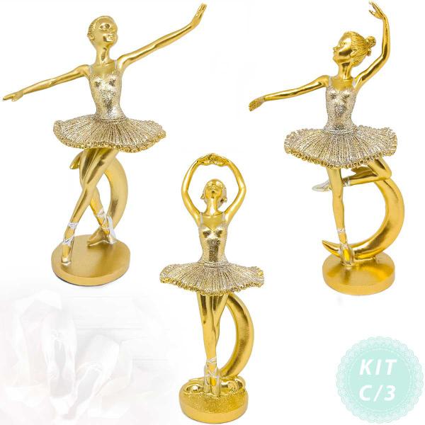 Kit 3 Bailarinas Decorativa Estátua Enfeite Dançarina Quarto Estatueta Resina Com Brilho - Casa Decor Presentes Criativos Imagem de Kit 3 Bailarinas Decorativa Estátua Enfeite Dançarina Quarto Estatueta Resina Com Brilho