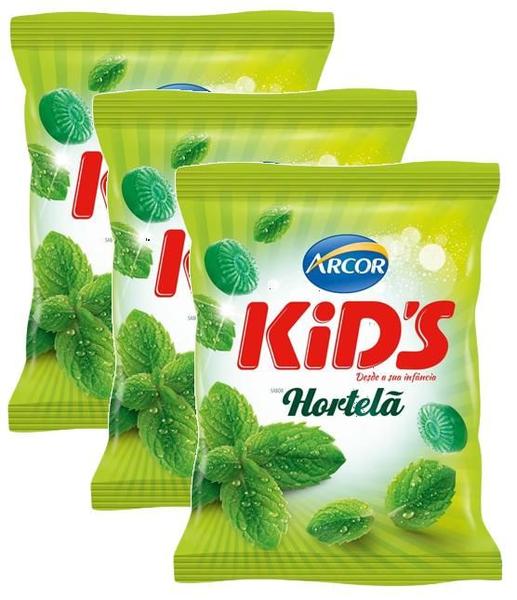 Imagem de Kit 3 Bala Dura Kids Sabor Hortelã Arcor 500g