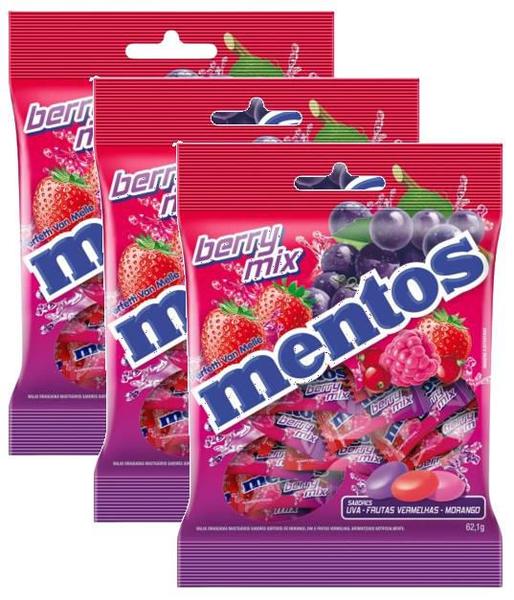 kit 3 Bala MENTOS Berry Mix Bag Individual 23 Peças 62,1G Imagem de kit 3 Bala MENTOS Berry Mix Bag Individual 23 Peças 62,1G