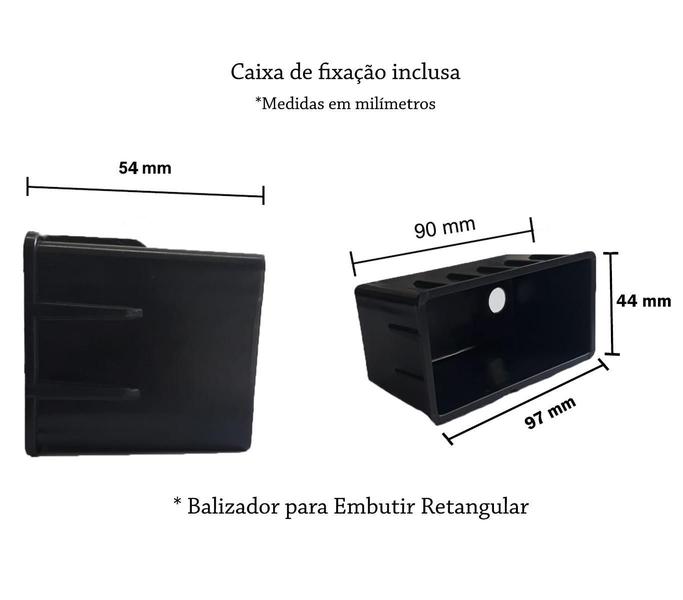 Imagem de Kit 3 Balizador Area Externa Embutir Preto Retangular Lup52