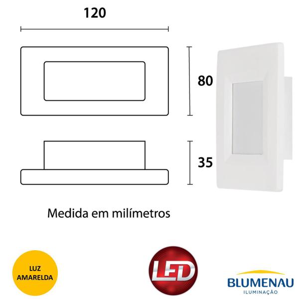 Imagem de Kit 3 Balizador Parede Escada Led 2w 4x2 Branco Quente 3000k