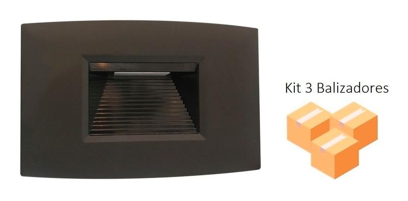 Kit 3 Balizadores Step 4x2 3000K Bivolt Preto IP65 - Opus Imagem de Kit 3 Balizadores Step 4x2 3000K Bivolt Preto IP65