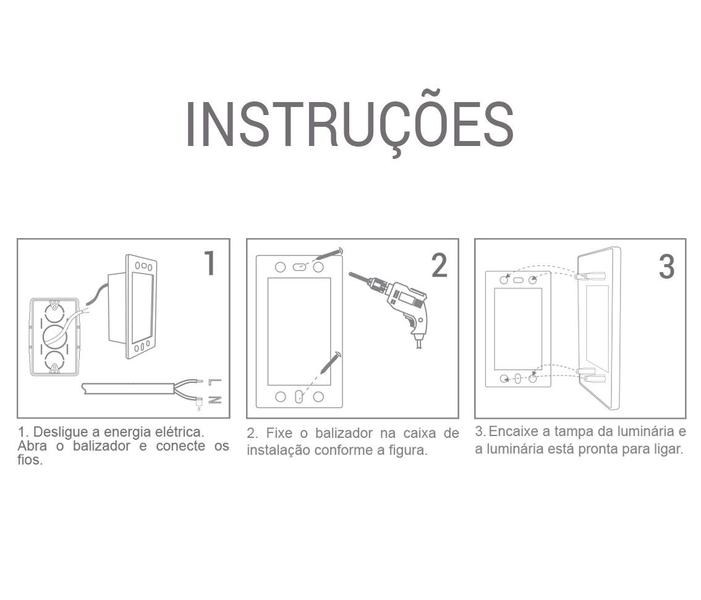 Kit 3 Balizadores Step 4x2 3000K Bivolt Preto IP65 - Opus Imagem de Kit 3 Balizadores Step 4x2 3000K Bivolt Preto IP65