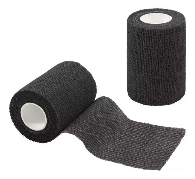 Kit 3 Bandagem Elástica Flexivel Autoaderente 10X4,5M Preta - Bioland Imagem de Kit 3 Bandagem Elástica Flexivel Autoaderente 10X4,5M Preta