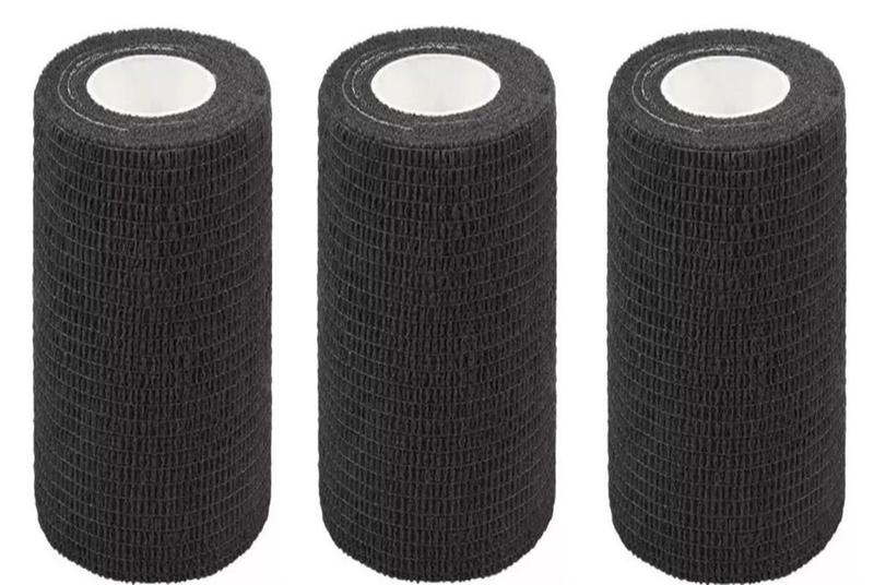 Kit 3 Bandagem Elástica Flexivel Autoaderente 10X4,5M Preta - Bioland Imagem de Kit 3 Bandagem Elástica Flexivel Autoaderente 10X4,5M Preta
