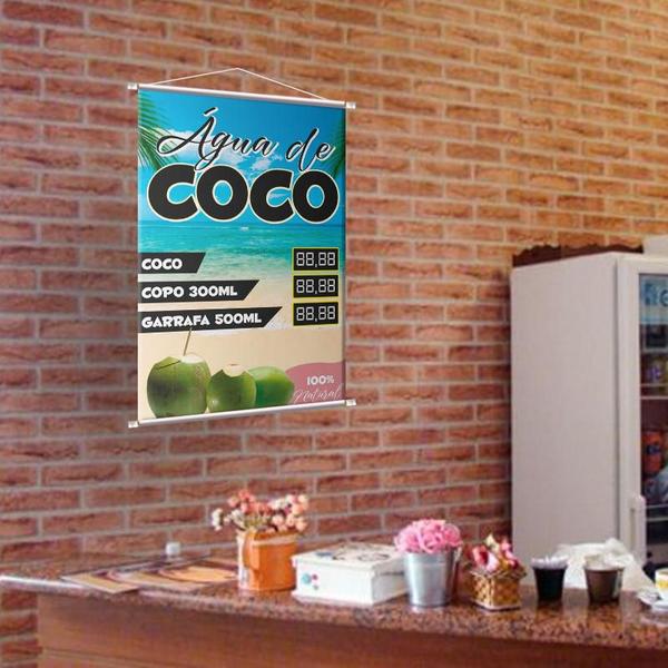 Imagem de Kit 3 Banner Agua De Coco - Preço Editável