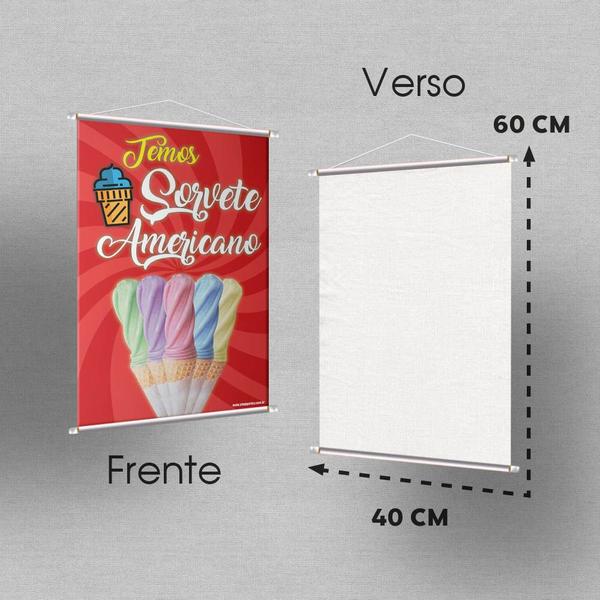 Kit 3 Banners Sorvete Americano Sabores Impressão Digital - G Artes Imagem de Kit 3 Banners Sorvete Americano Sabores Impressão Digital