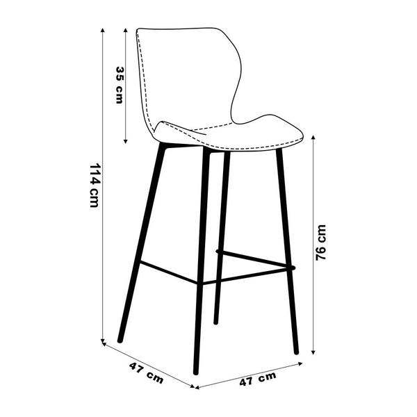 Imagem de Kit 3 Banquetas Alta com Encosto para Bancada Cozinha Penha R02 Sintético Preto - Mpozenato