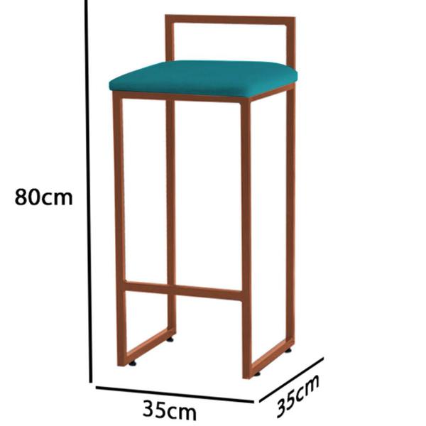 Imagem de Kit 3 Banquetas Altas Estofadas Suede Pietra Base Bronze