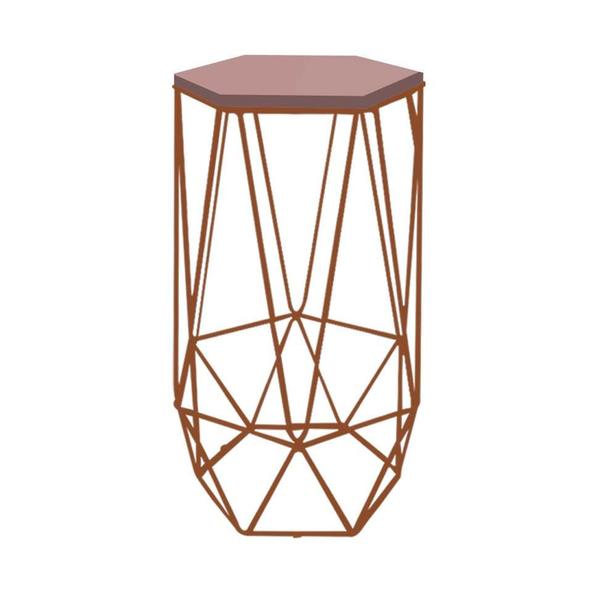 Imagem de Kit 3 Banquetas Liz + 1 Mesa Bancada Mavie 150cm Industrial Ferro Bronze MDF Rosa - Ahazzo Móveis