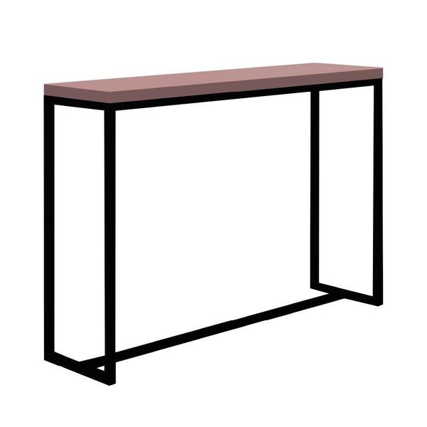 Imagem de Kit 3 Banquetas Liz + 1 Mesa Bancada Mavie 150cm Industrial Ferro Preto MDF Rosa - Ahazzo Móveis