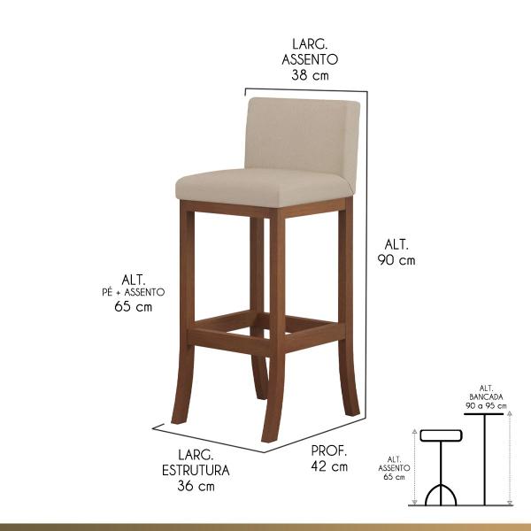 Kit 3 Banquetas Média Estofada Gourmet para Cozinha 38x90 Cm Espanha Madeira Castanho Suede CCS - CCS Interiores Imagem de Kit 3 Banquetas Média Estofada Gourmet para Cozinha 38x90 Cm Espanha Madeira Castanho Suede CCS