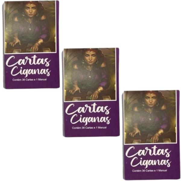 Kit 3 Baralhos Tarot Cartas Ciganas Roxo com 36 Cartas - META ATACADO Imagem de Kit 3 Baralhos Tarot Cartas Ciganas Roxo com 36 Cartas