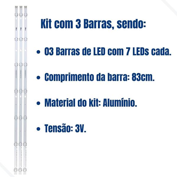 Imagem de Kit 3 barramentos led tv 43lj5500 43lj5550 43lk5750psa 43lk5700