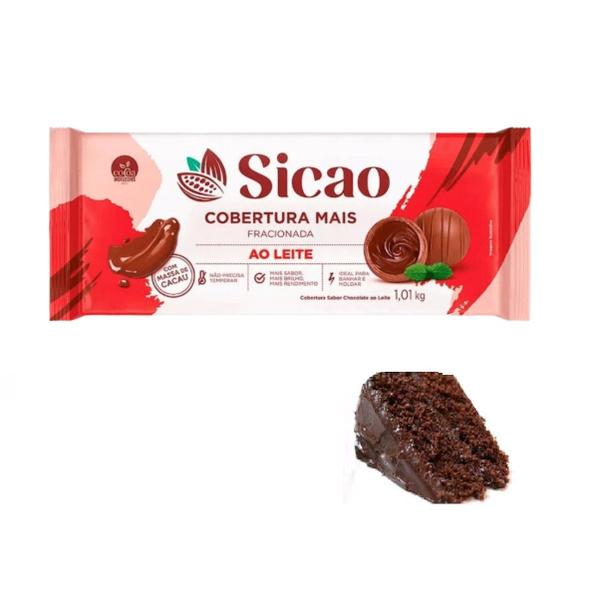 Kit 3 Barras Cobertura Mais Chocolate Ao Leite 1,01kg Sicao - Sicão Imagem de Kit 3 Barras Cobertura Mais Chocolate Ao Leite 1,01kg Sicao