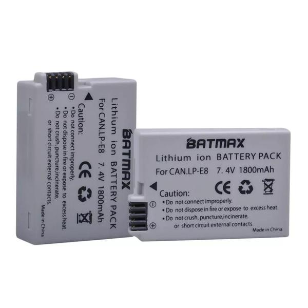 Kit 3 Bateria Batmax Lp-e8 Com Carregador Duplo Imagem de Kit 3 Bateria Batmax Lp-e8 Com Carregador Duplo