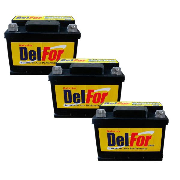 Imagem de Kit 3 Bateria Estacionária 70Ah 12V Selada DF70HE Tipo DF1000 - Delfor