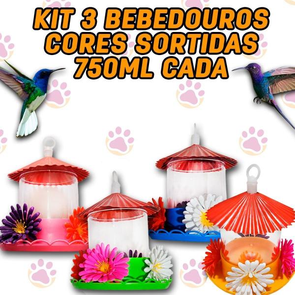 Imagem de Kit 3 Bebedouro Para Pássaros Beija Flor Grande 750ml Jumbo