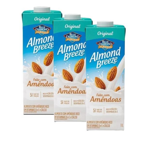 Imagem de Kit 3 Bebida Vegetal De Amêndoa Original Almond Breeze 1l