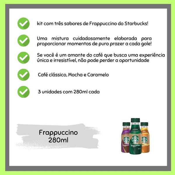 Kit 3 Bebidas Láctea Starbucks Frappuccino Sabores 280ml - Nestlé Imagem de Kit 3 Bebidas Láctea Starbucks Frappuccino Sabores 280ml