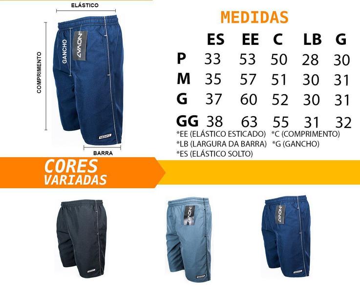 Imagem de Kit 3 Bermudas Calção Tactel Masculino Leve Macio 3 Bolso Elástico Cordão Comprido Listras Academia