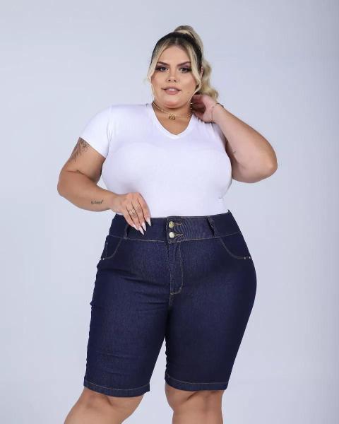 Bermuda Jeans Plus Size Shorts Jeans Com Lycra Feminino Calça - Main Image